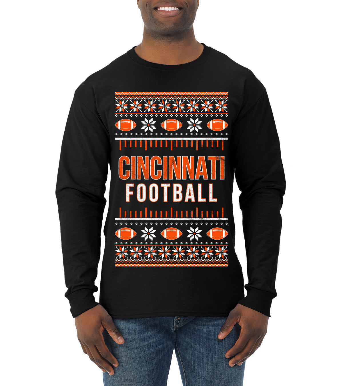 City of Cincinnati CIN American Football Fantasy Fan Ugly Christmas Sweater Unisex Crewneck Sweatshirt