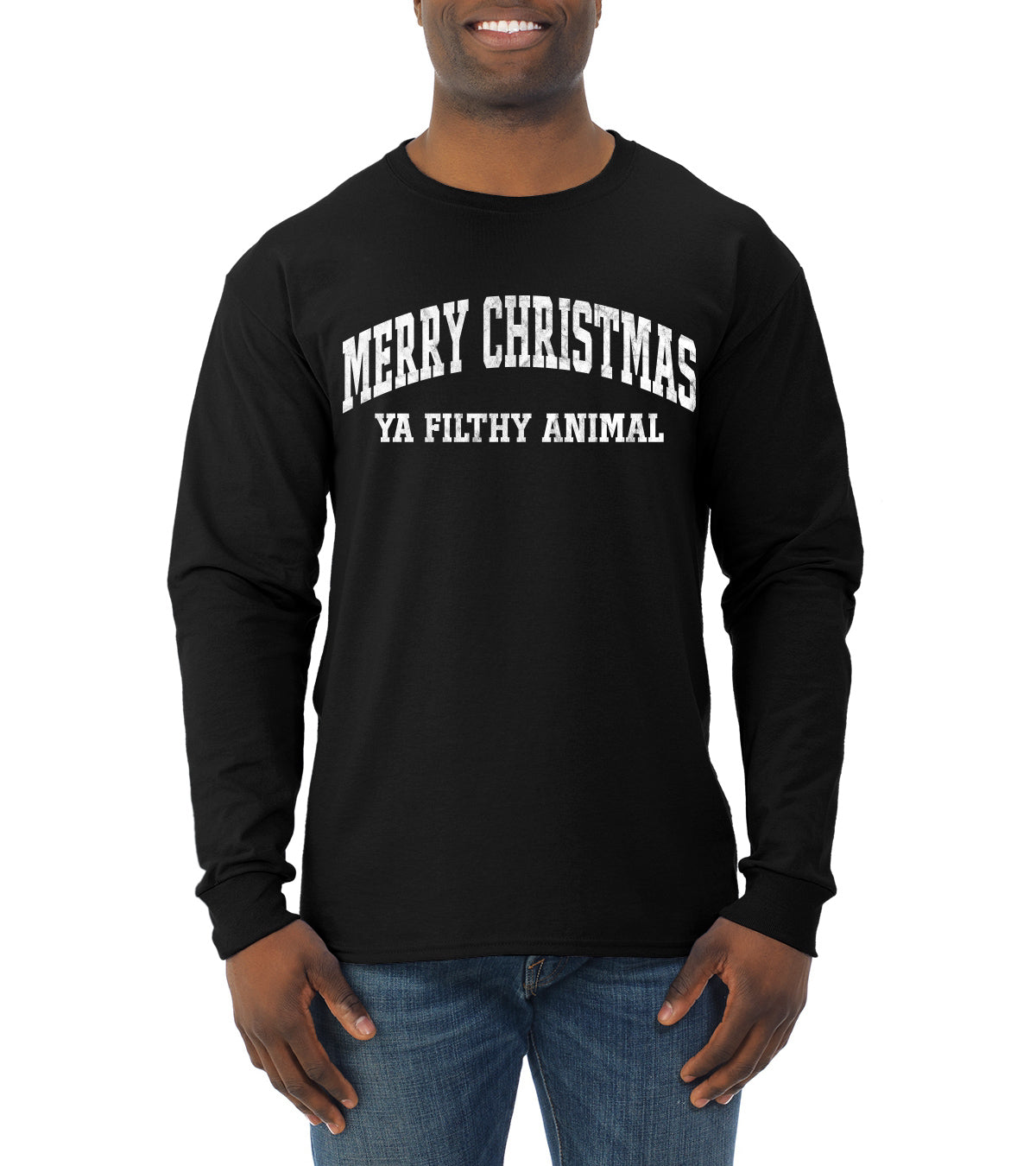 Vintage Movie Quote Merry Christmas Filthy Animal Christmas Mens Long Sleeve Shirt