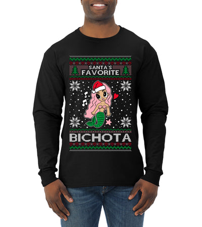 Christmas Karol Santa's Favorite Bichota Ugly Christmas Sweater Mens Long Sleeve Shirt
