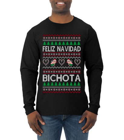 Feliz Navidad Bichota Ugly Christmas Sweater Mens Long Sleeve Shirt