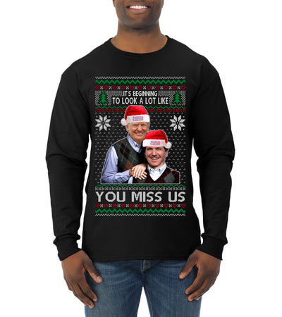 Beginning To Look Like You Miss Us Trump Carlson 24 Ugly Christmas Sweater Mens Long Sleeve Shirt