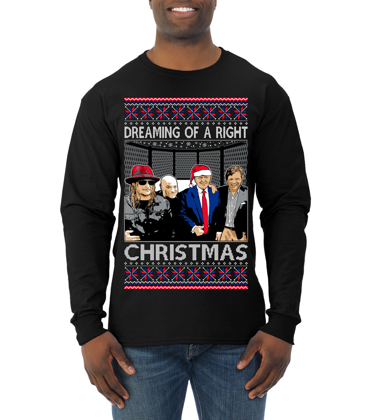 Dreaming of a right christmas conservative crew  Ugly Christmas Sweater Mens Long Sleeve Shirt