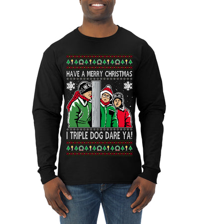 I Triple Dog Dare Ya Merry Story Ugly Christmas Sweater Mens Long Sleeve Shirt
