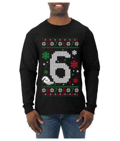 Christmas 6 Meme, Ugly Christmas Sweater Unisex Mens Long Sleeve Shirt