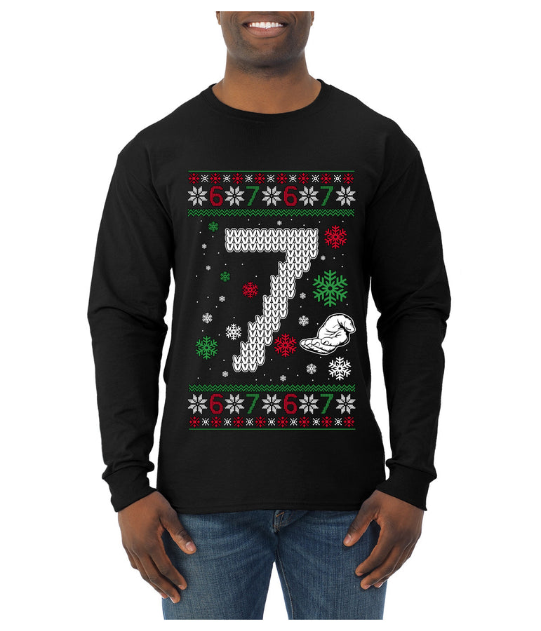 Christmas 7 Meme, Ugly Christmas Sweater Unisex Mens Long Sleeve Shirt
