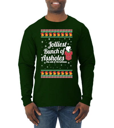 Jolliest Bunch of Assholes Xmas Movie Ugly Christmas Sweater Mens Long Sleeve Shirt