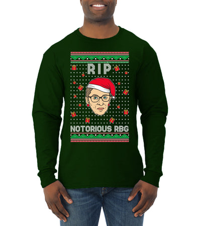 RIP Notorious RBG Ruth Bader Ginsburg Ugly Christmas Sweater Mens Long Sleeve Shirt