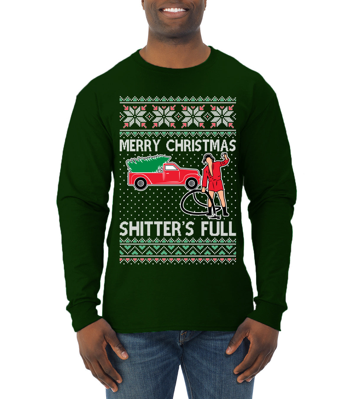 Cousin Eddie Merry Christmas Shitter's Full Ugly Christmas Sweater Mens Long Sleeve Shirt