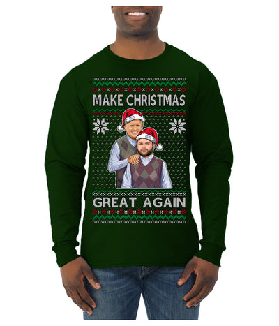 Make Christmas Great Again Trump Vance 2024 Movie Parody Ugly Christmas Sweater Mens Long Sleeve Shirt