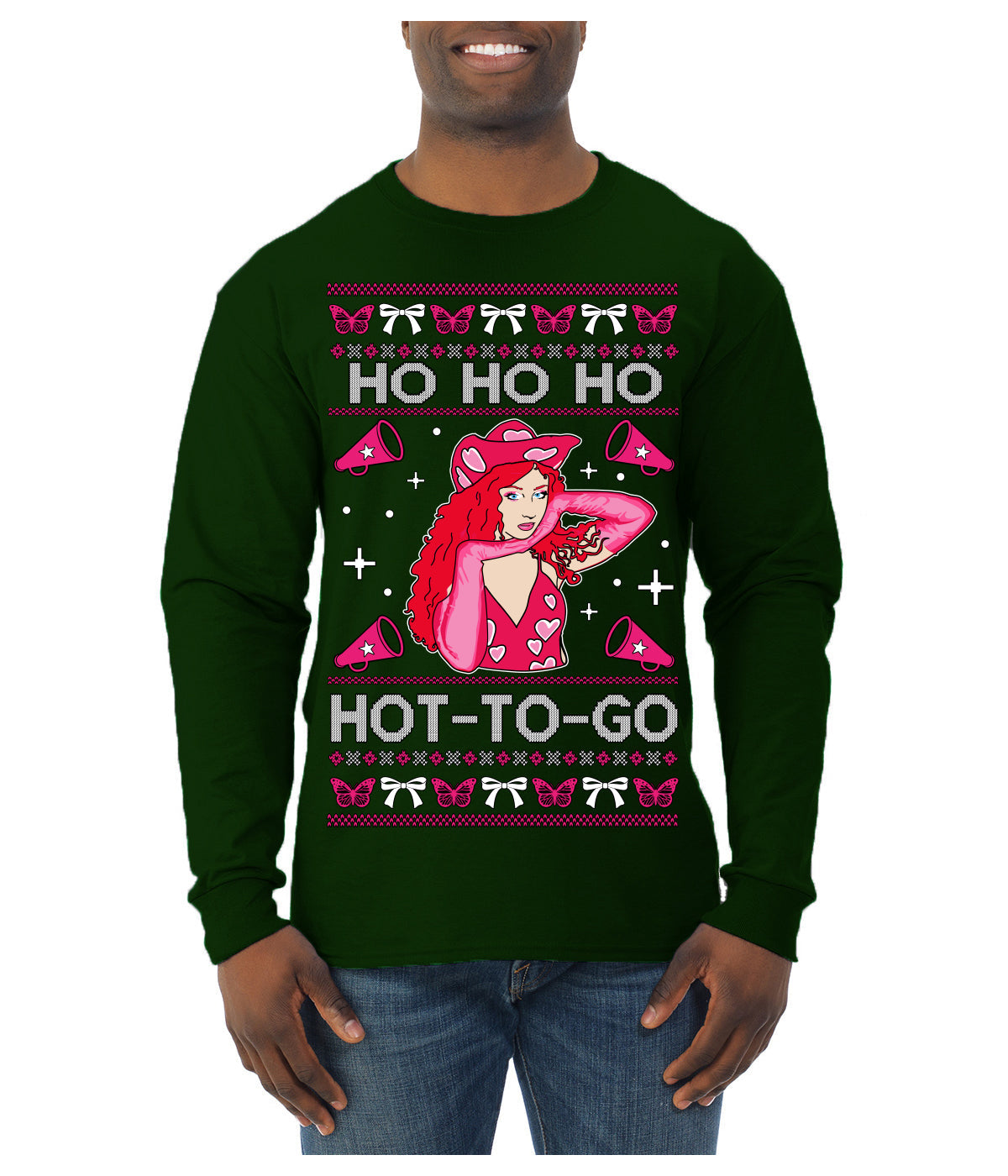 Ho Ho Ho Hot to Go, Viral Midwest Princess Song Dance Pop Star Concert Tour Merch Ugly Christmas Sweater Mens Long Sleeve Shirt