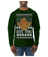 Bite This, Funny Gingerbread Cookie Offensive Inappropriate Middle Finger, F U Ginger Bread Dirty Novelty Xmas Ugly Christmas Sweater Mens Long Sleeve Shirt