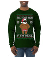 Ask Your Mom If I'm Real Funny Black Santa Claus Censored Ugly Christmas Sweater Mens Long Sleeve Shirt