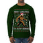 Merry Christmas Ya Filthy Humans Funny Sasquatch Bigfoot Ugly Christmas Sweater Mens Long Sleeve Shirt