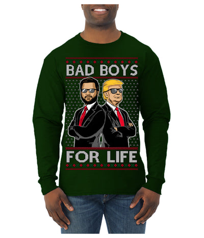 Bad Boys for Life Donald Trump JD Vance Funny 90s Movie Ugly Christmas Sweater Mens Long Sleeve Shirt