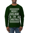 Merry Drunk I'm Christmas Beer Wine Drinking Holiday Humor  Ugly Christmas Sweater Mens Long Sleeve Shirt