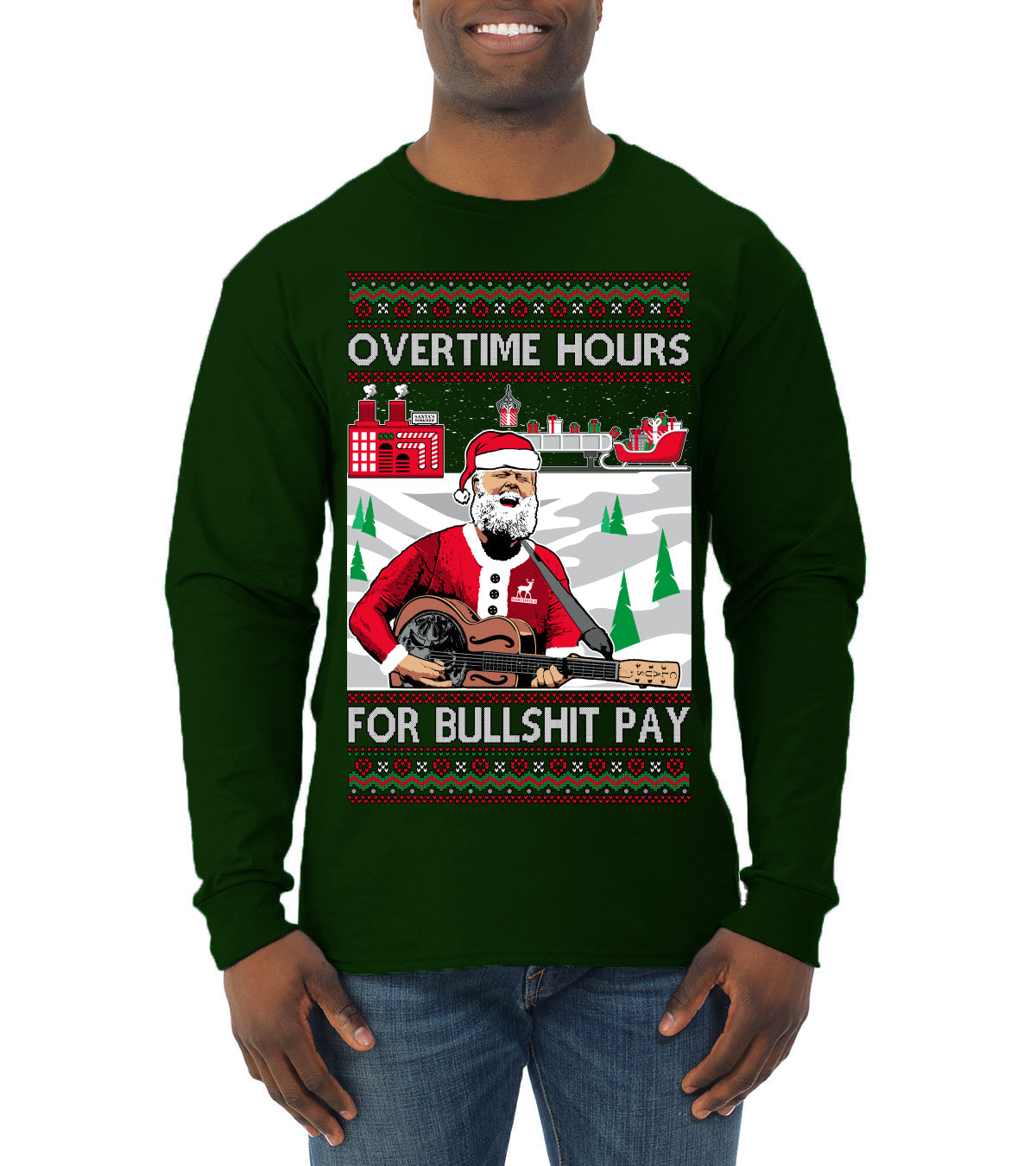 Overtime Hours Rich Men North of Richmond Ugly Christmas Sweater Mens Long Sleeve Shirt