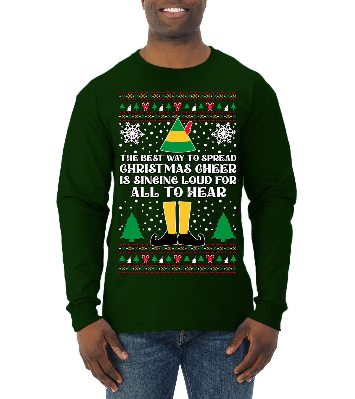 Spread Christmas Cheer Sing Loud For All To Hear Ugly Christmas Sweater Mens Long Sleeve Shirt