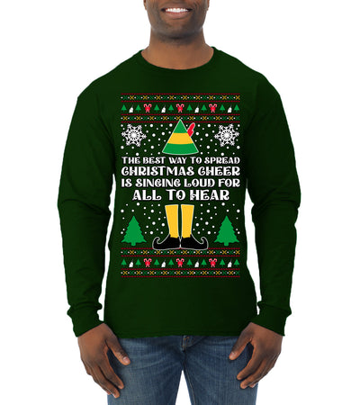 Spread Christmas Cheer Sing Loud For All To Hear Ugly Christmas Sweater Mens Long Sleeve Shirt