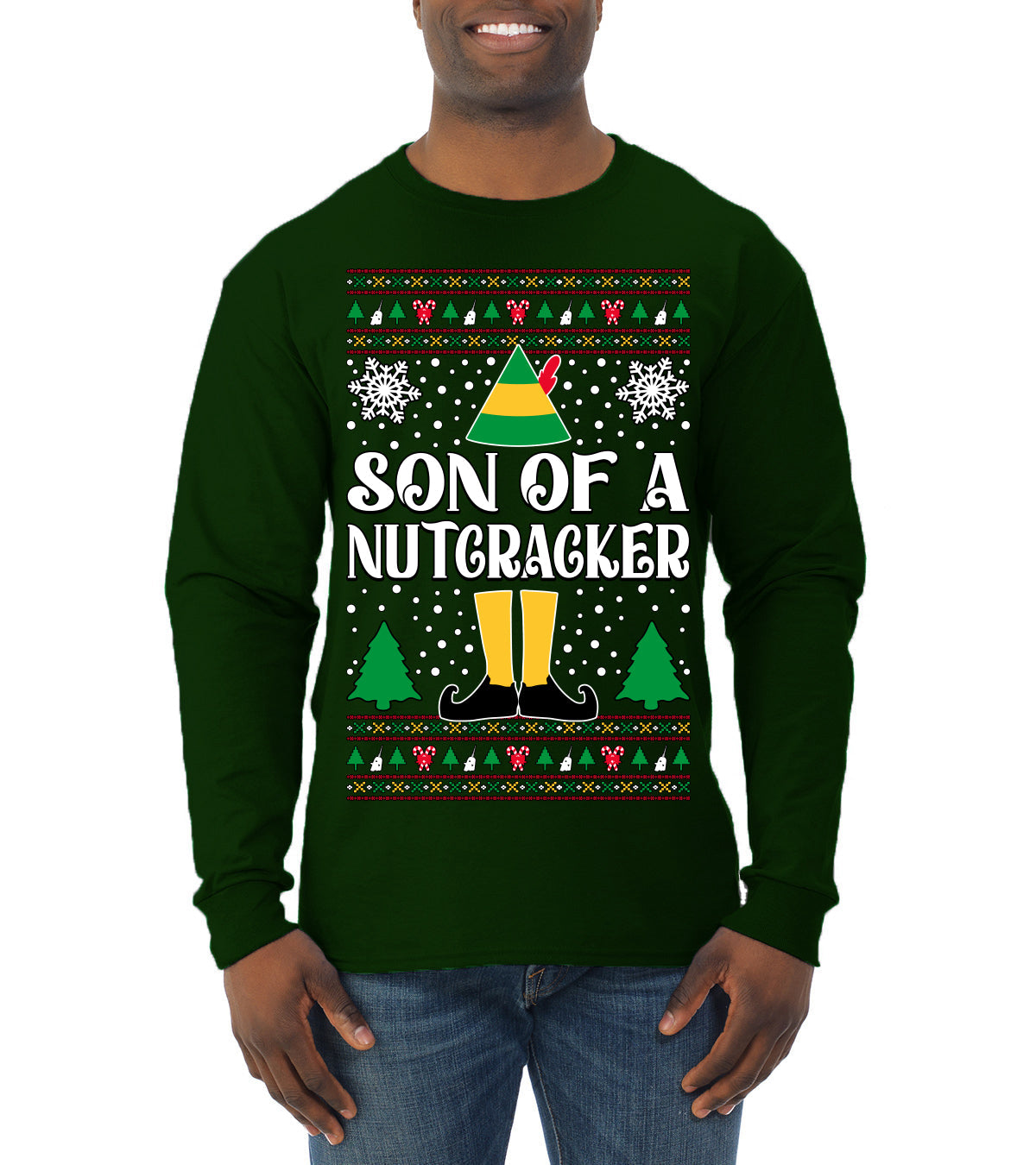 Son Of A Nutcracker Christmas Movie Quote  Ugly Christmas Sweater Mens Long Sleeve Shirt