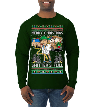 Merry Christmas Shitter's Full Ugly Christmas Sweater Mens Long Sleeve Shirt