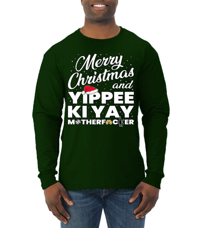 Merry Christmas and Yippee Ki Yay MOFO Christmas Mens Long Sleeve Shirt