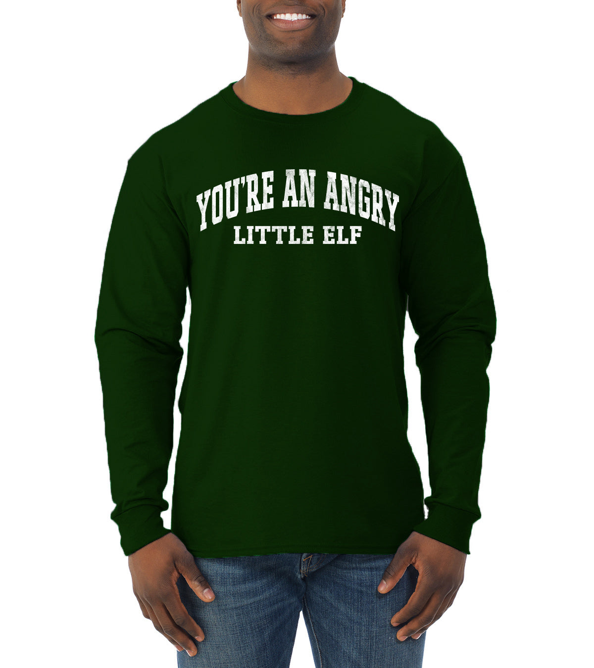 Vintage Movie Quote You're An Angry Little Elf Christmas Mens Long Sleeve Shirt