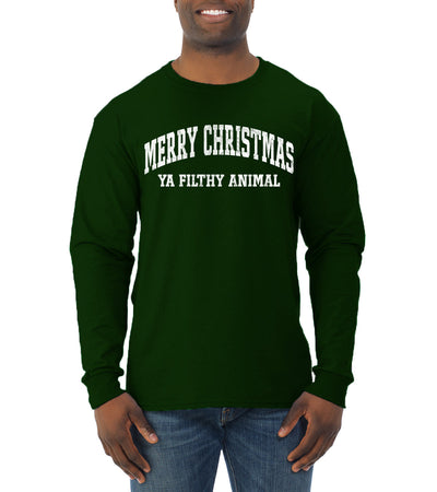 Vintage Movie Quote Merry Christmas Filthy Animal Christmas Mens Long Sleeve Shirt