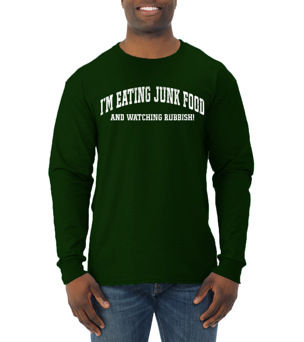 Vintage Movie Quote Eating Junk Food And Watching Rubbish Christmas Mens Long Sleeve Shirt