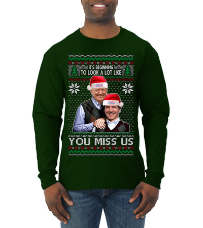 Beginning To Look Like You Miss Us Trump Carlson 24 Ugly Christmas Sweater Mens Long Sleeve Shirt