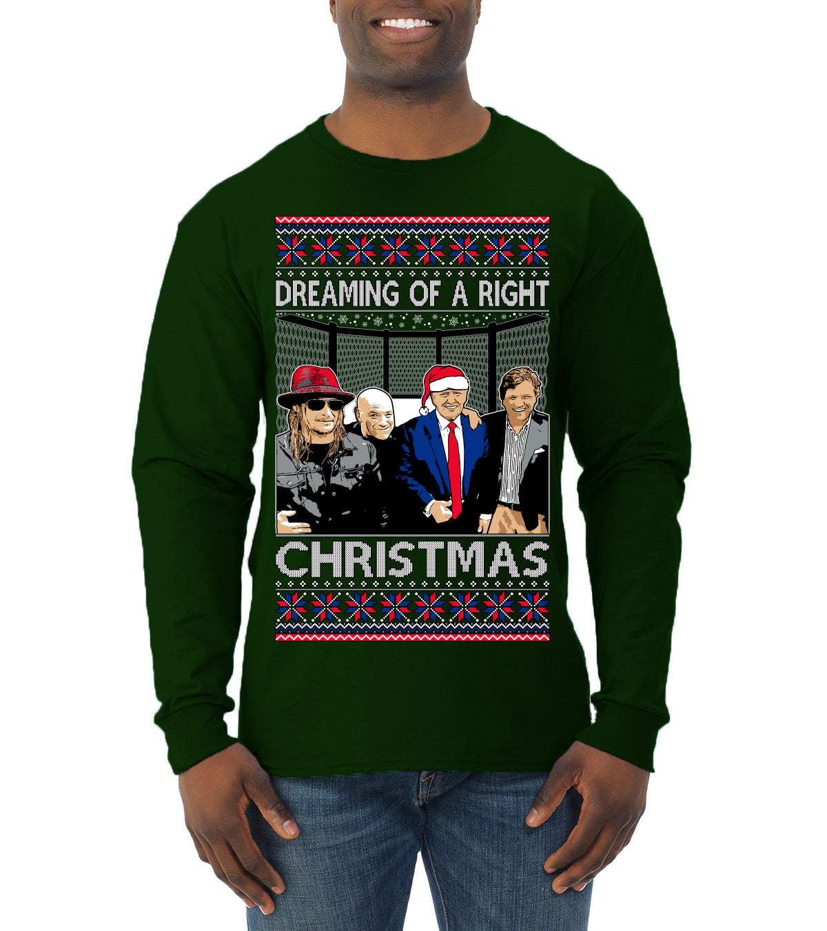Dreaming of a right christmas conservative crew  Ugly Christmas Sweater Mens Long Sleeve Shirt