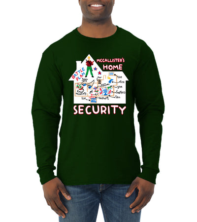 McCallister's Home Security Battle Plans Alone Christmas Mens Long Sleeve Shirt