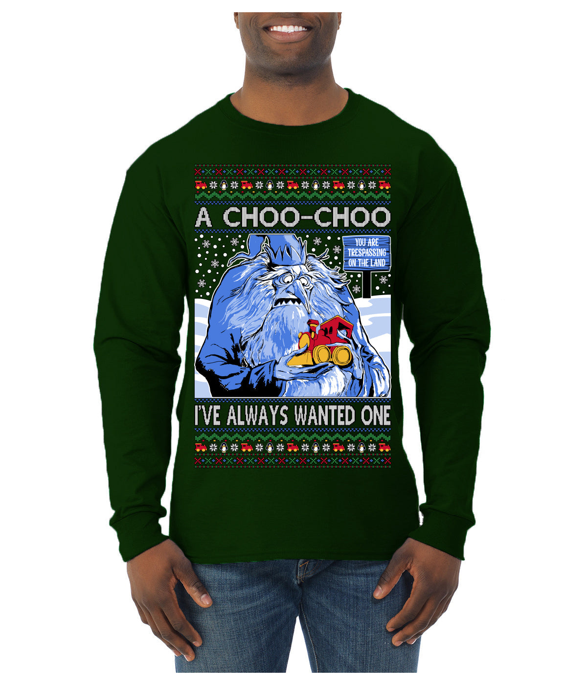 A Choo Choo I've Always Wanted One Winter Warlock Movie Ugly Christmas Sweater Mens Long Sleeve Shirt