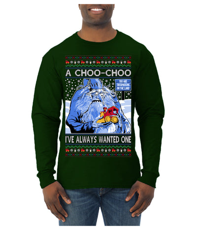 A Choo Choo I've Always Wanted One Winter Warlock Movie Ugly Christmas Sweater Mens Long Sleeve Shirt