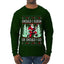 Should I Sleigh Or Should I Go, 80s Rock n' Roll Song, Electric Guitar, Ugly Christmas Sweater Mens Long Sleeve Shirt