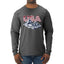 USA Winter Team Sports Fan Collection | USA Flag Mountainscape Sweater, Unisex Mens Long Sleeve Shirt