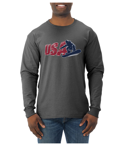 USA Winter Team Sports Fan Collection | USA Snowboarder Sweater, Unisex Mens Long Sleeve Shirt