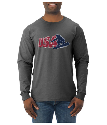 USA Winter Team Sports Fan Collection | USA Snowboarder Sweater, Unisex Mens Long Sleeve Shirt