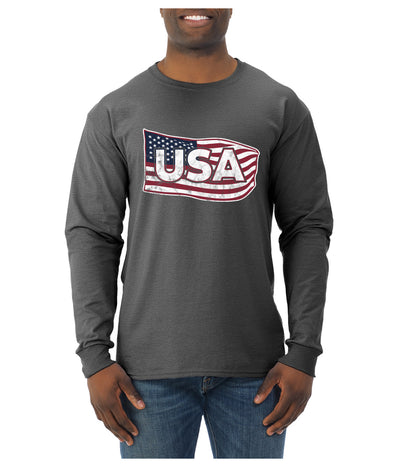 USA Winter Team Sports Fan Collection | USA Flowing Flag Sweater, Unisex Mens Long Sleeve Shirt