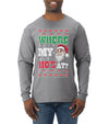 Where my Hos At Santa Funny Ugly Christmas Sweater Mens Long Sleeve Shirt