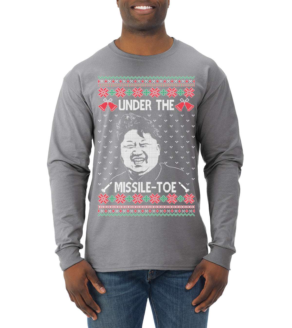 Under The Missle Toe Ugly Christmas Sweater Mens Long Sleeve Shirt