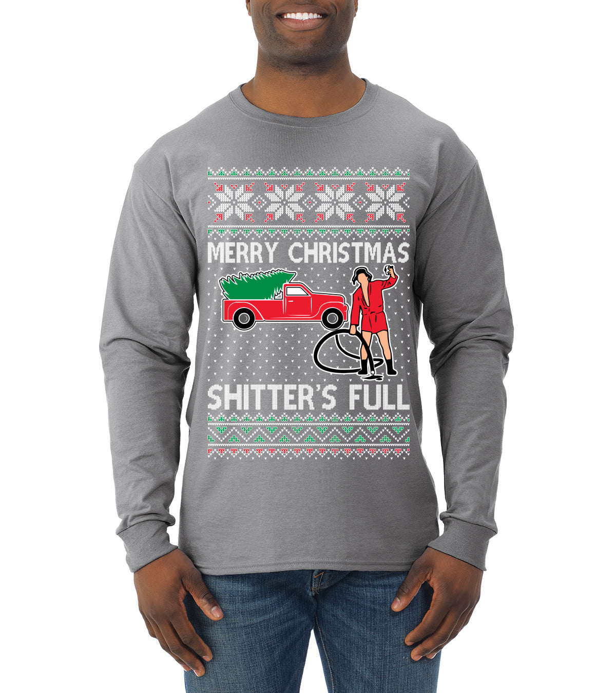 Cousin Eddie Merry Christmas Shitter's Full Ugly Christmas Sweater Mens Long Sleeve Shirt
