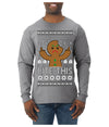 Bite This, Funny Gingerbread Cookie Offensive Inappropriate Middle Finger, F U Ginger Bread Dirty Novelty Xmas Ugly Christmas Sweater Mens Long Sleeve Shirt