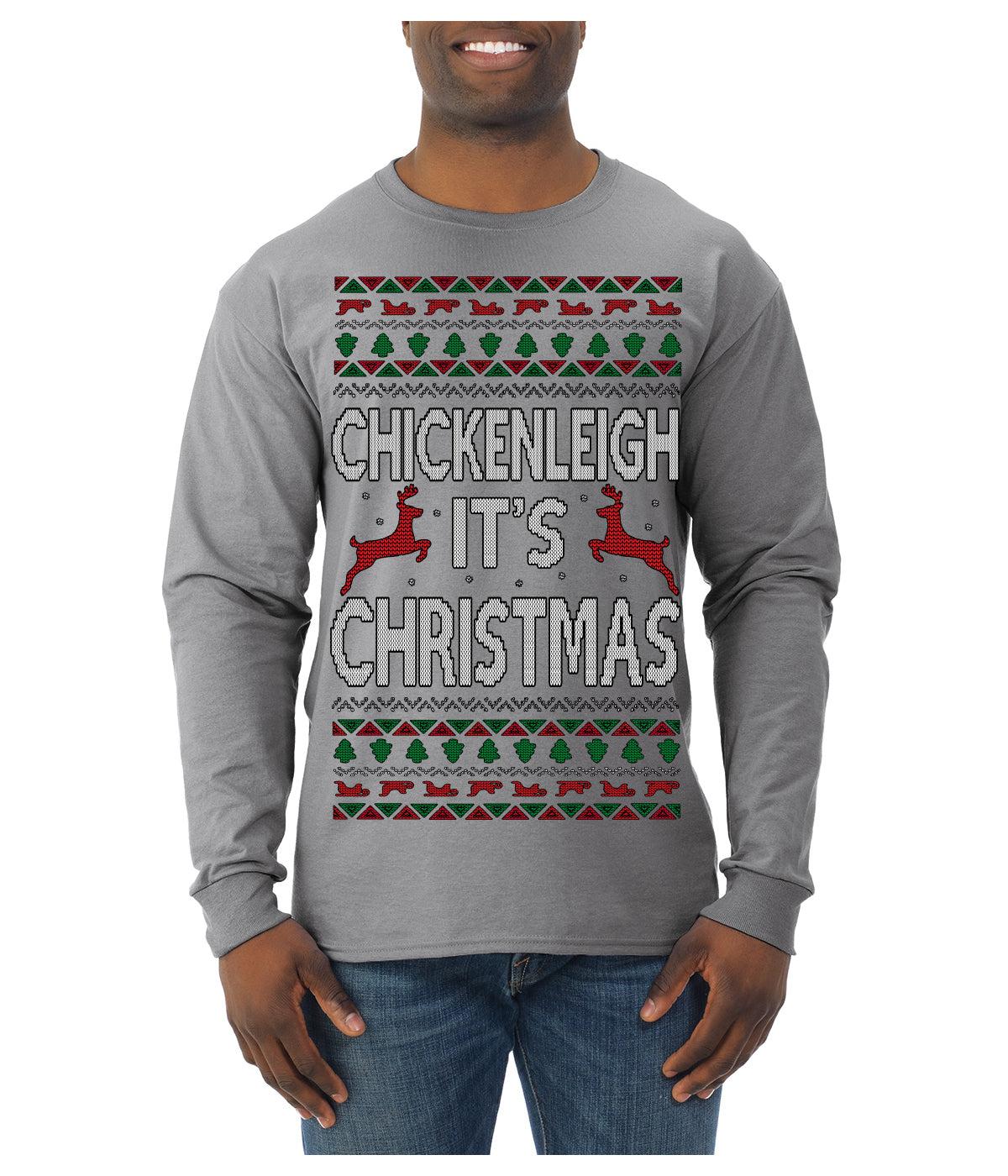 Chickenleigh It's Christmas Funny Viral Trending Meme Ugly Christmas Sweater Mens Long Sleeve Shirt