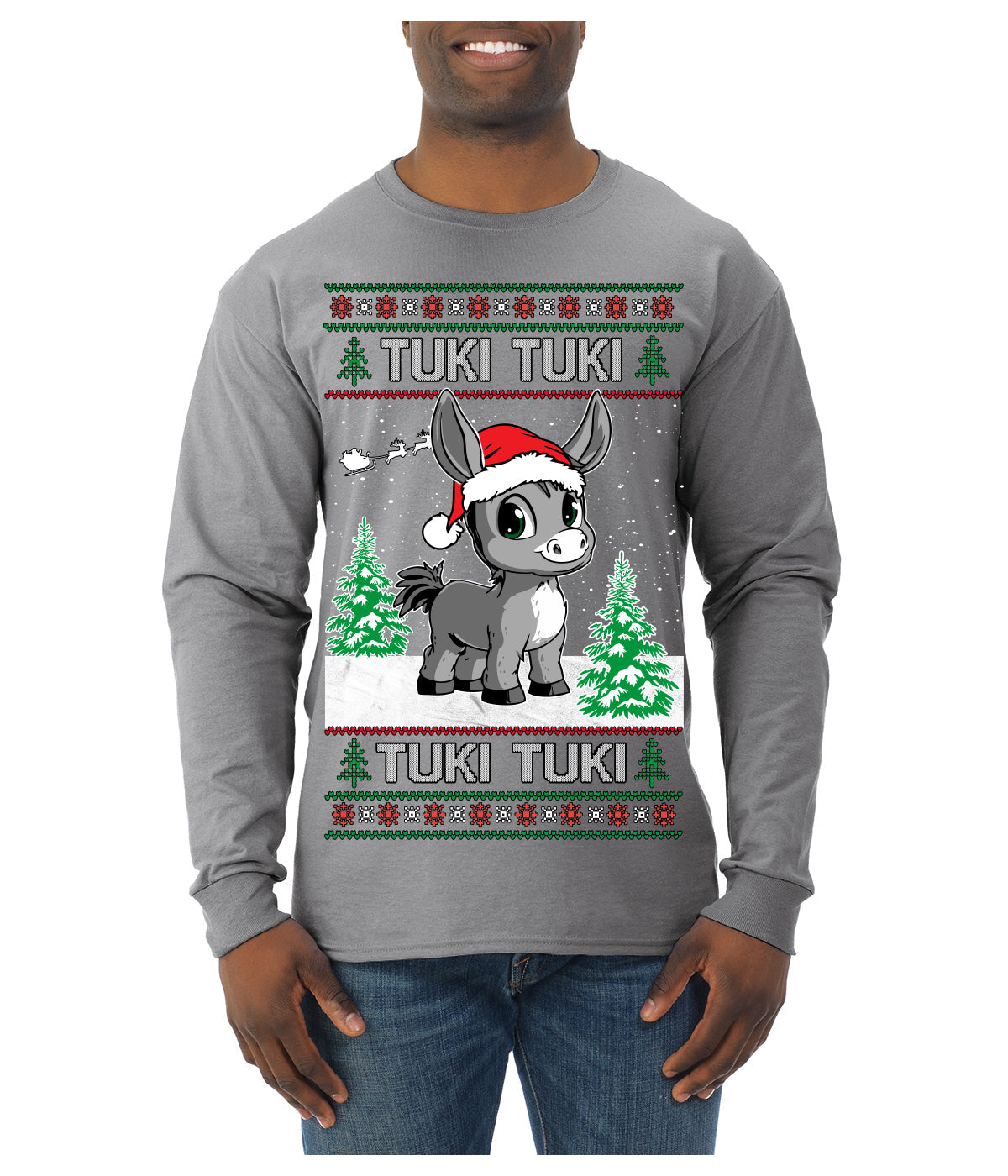 Tuki Tuki Tuki Funny Spanish Music Lyrics Ugly Christmas Sweater Mens Long Sleeve Shirt