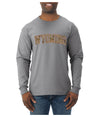 Wyoming  Camo Fill Orange Outline Sweater, Unisex Mens Long Sleeve Shirt