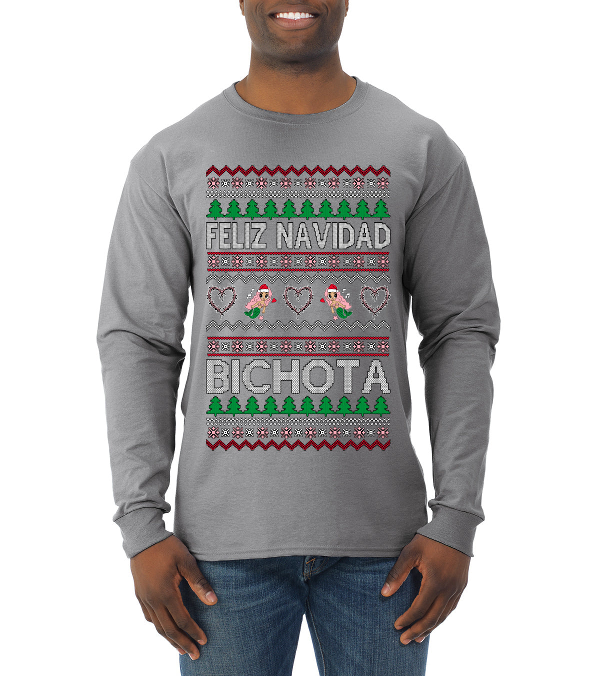 Feliz Navidad Bichota Ugly Christmas Sweater Mens Long Sleeve Shirt