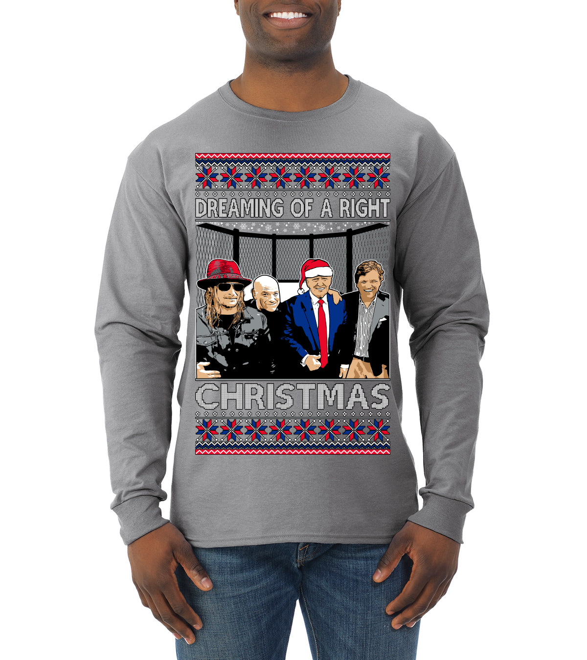 Dreaming of a right christmas conservative crew  Ugly Christmas Sweater Mens Long Sleeve Shirt
