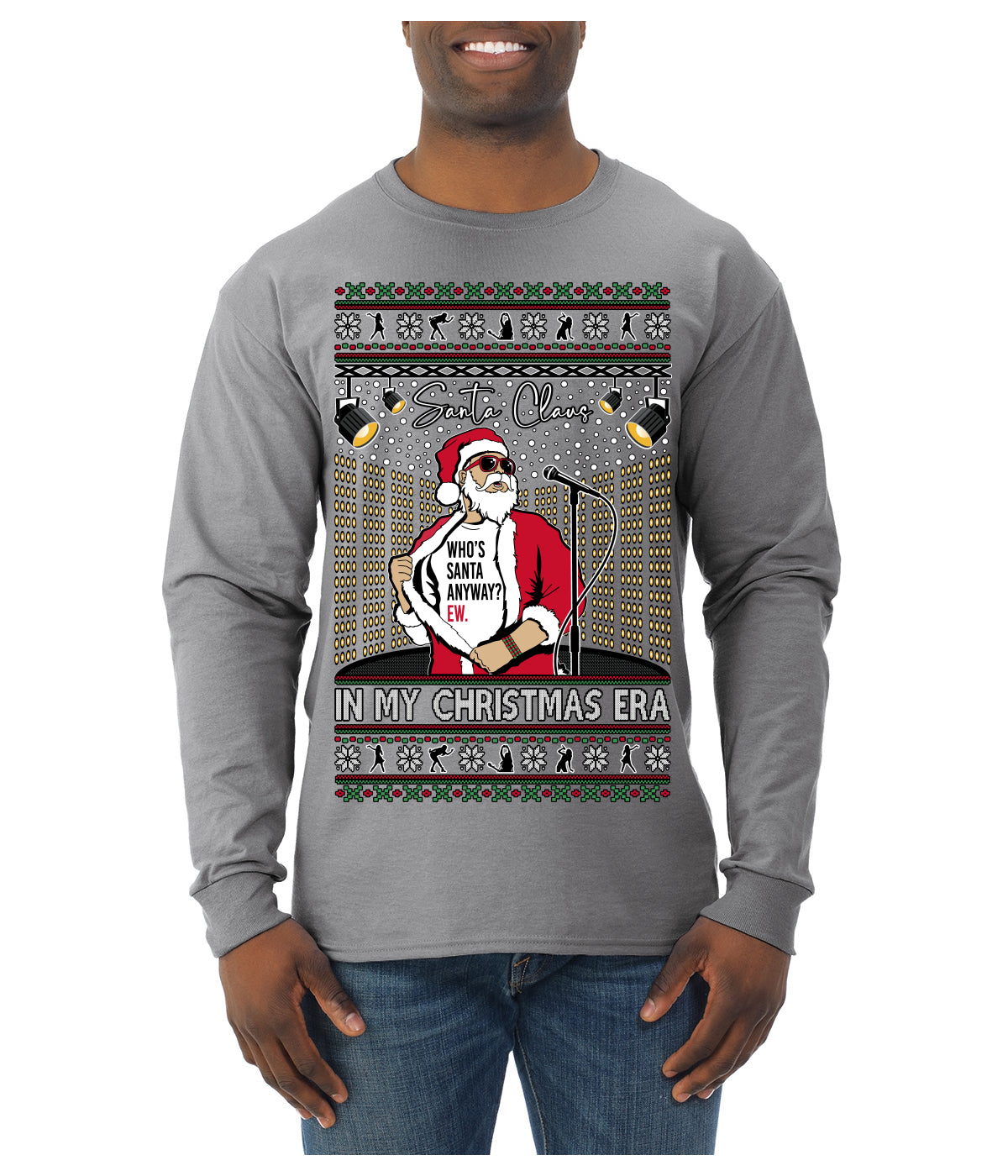 Santa Claus In My Christmas Era Xmas Ugly Christmas Sweater Mens Long Sleeve Shirt
