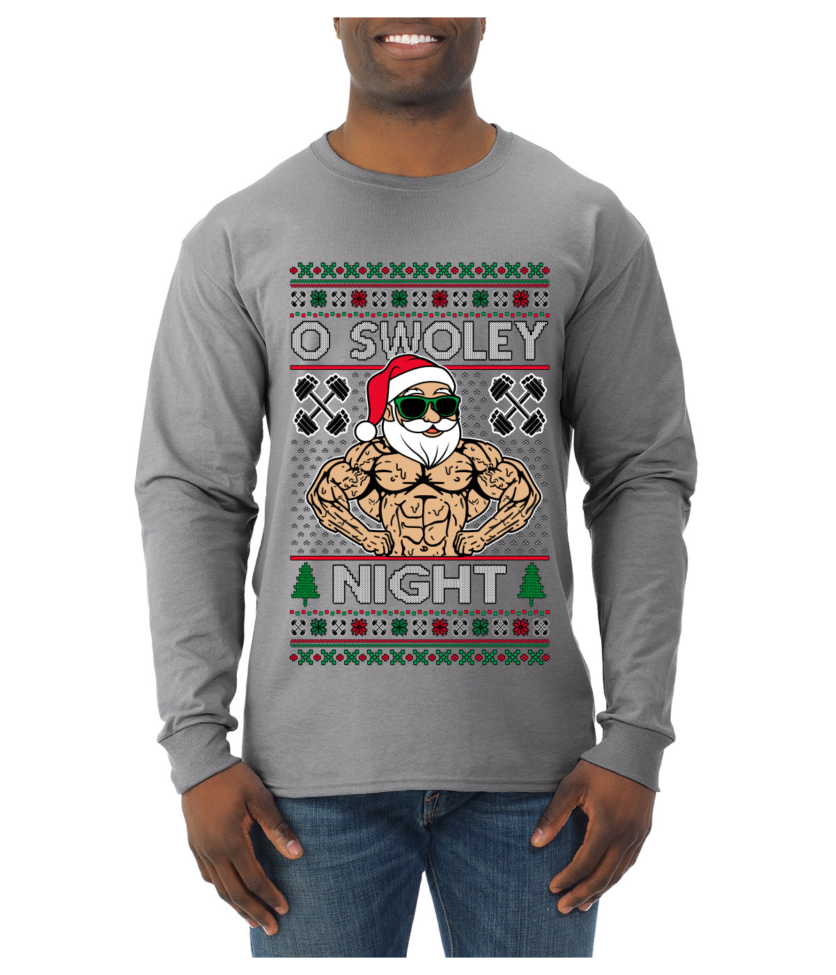 O Swoley Night, Exercise and Fitness Enthusiast, Ugly Christmas Sweater Mens Long Sleeve Shirt