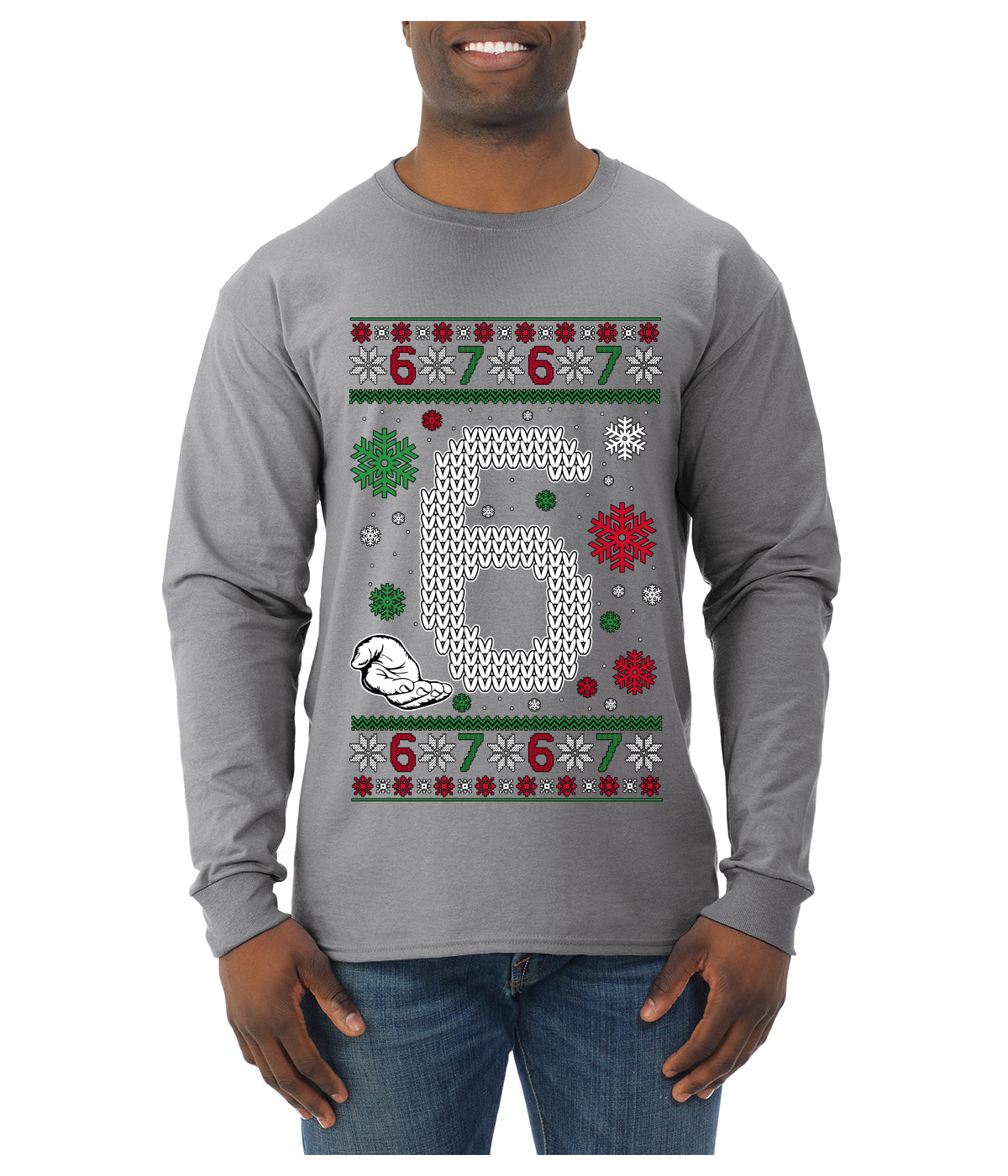 Christmas 6 Meme, Ugly Christmas Sweater Unisex Mens Long Sleeve Shirt